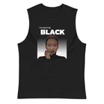 Black colored muscle shirt, Unapologetically Black, this soft, sleeveless tank is so comfy, be you wear this tank everywhere. The relaxed fit and low-cut armholes brings your great vibes into the universal.