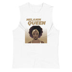White colored muscle shirt Cheers to the Melanin Queen, this soft, sleeveless tank, wear it everywhere. The relaxed fit and low-cut armholes gives it a casual and fit look.