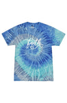 Faith Love - The Tie Dye Blue Jerry Adult T Shirt is made with 100% cotton, proudly dyed in the U.S.A. No two tees are exactly alike, environmental friendly, made order it. 