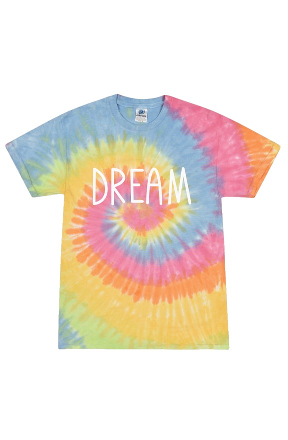 Dream-Tie Dye Eternity Adult Tee is made with 100% cotton, proudly dyed in the U.S.A. No two tees are exactly alike, environmental friendly, made order it. 