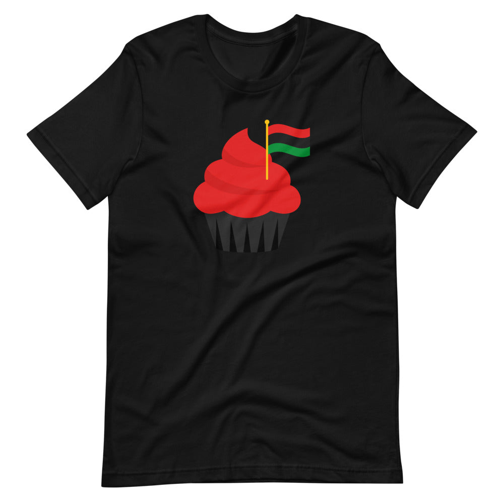 Black colored tee, This Cupcake - Red/Black/Green Flag t-shirt feels soft and lightweight, with the right amount of stretch. It's comfortable and flattering.