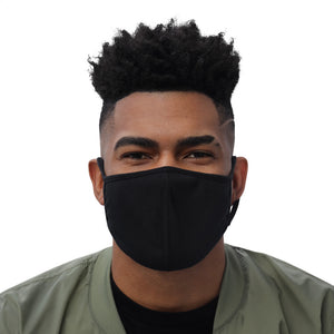 Black colored , Durable face mask, two layers , features elastic ear loops, a center flat seam that ensure a close fit. Machine-washable and reusable. Packs of 3. Using Silverplus® technology. 
