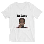 White colored tee, Unapologetically Black, this unisex tee has a classic v-neck cut and fits like a well-loved favorite, be you wearing this tee any and everywhere, brings your great vibes into the universal.