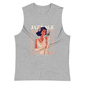 Athletic Heather colored muscle tee, Jazz Age, this soft, sleeveless tank is so comfy. The relaxed fit and low-cut armholes gives it a casual, jazzy look.