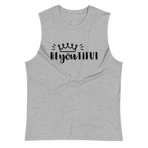 Athletic Heather gray colored muscle shirt. This soft, sleeveless tank is so comfy you're going to want to wear it everywhere, Rock it .The relaxed fit and low-cut armholes gives it a casual, urban look. with black print