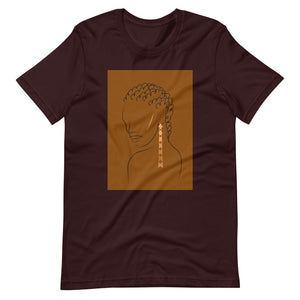 Oxblood Black colored t shirt Elegant in Cornrows, this t-shirt is array of beauty in motion. It soft and lightweight, with the right stretch. It's comfortable and flattering.