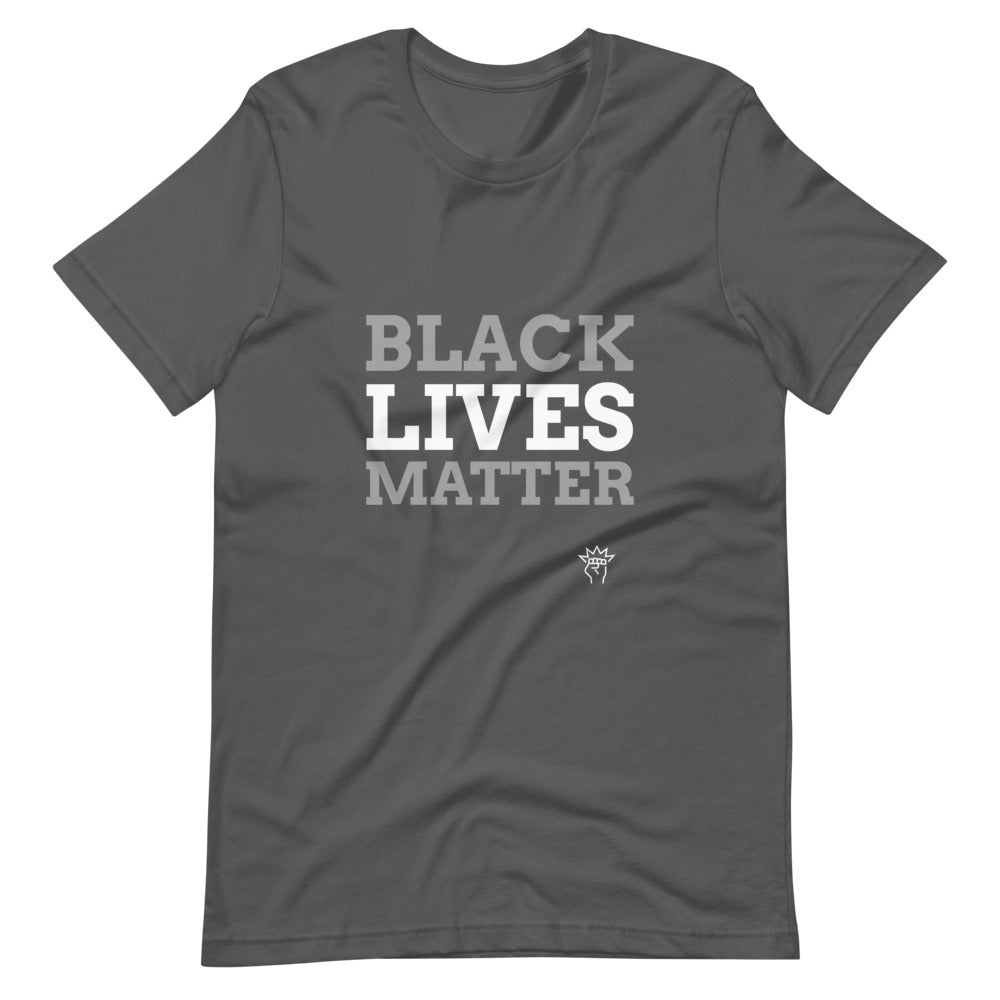 Asphalt Gray colored Black Lives Matter t-shirt feels soft and lightweight, with the right amount of stretch. It's comfortable and flattering for both men and women. 