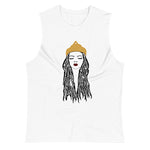 White colored muscle shirt, Queen Loc's wear this tank any and everywhere, it's soft, sleeveless tank, relaxed fit and low-cut armholes.