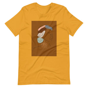 Mustard  colored t-shirt "Beautifully Wrapped" This t-shirt vibe is beautiful and confident, it's soft,  lightweight, with the right amount of stretch, comfortable and flattering. 