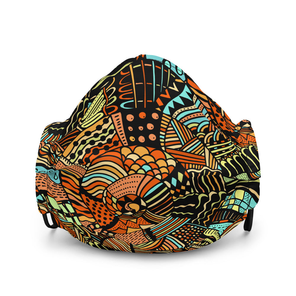 Reusable face mask, adjustable nose wire and elastic bands. African Shell Print design will complement your style, as face masks are becoming the new trend.