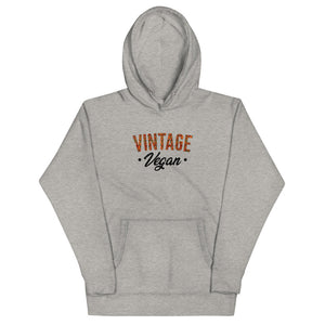 Carbon Grey colored hoodie, Vintage Vegan is softest hoodie with such a dope message, with a convenient pouch pocket and warm hood for chilly evenings.