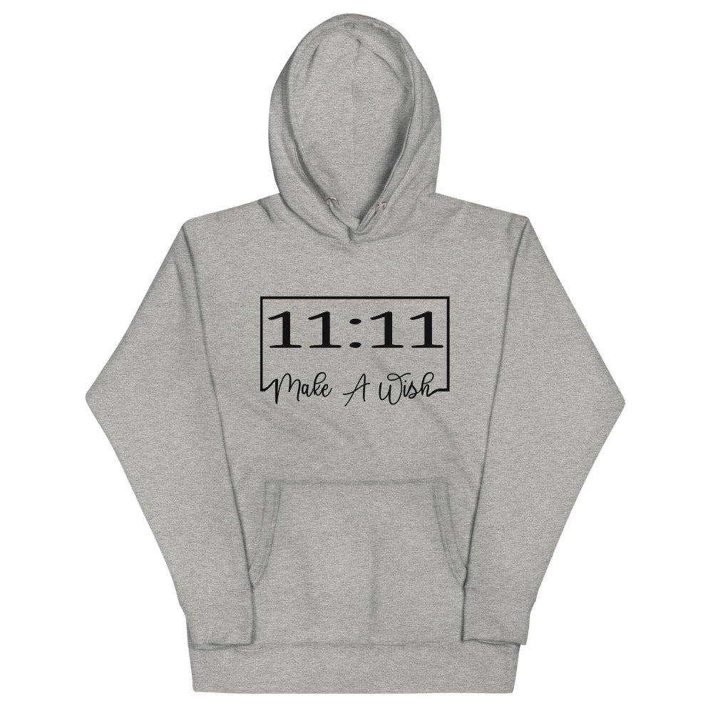 Carbon Grey colored hoodie, Who knew that the softest hoodie you'll ever own comes with classy cool 11:11 Make A Wish design, with a convenient pouch pocket and warm hood for chilly evenings.