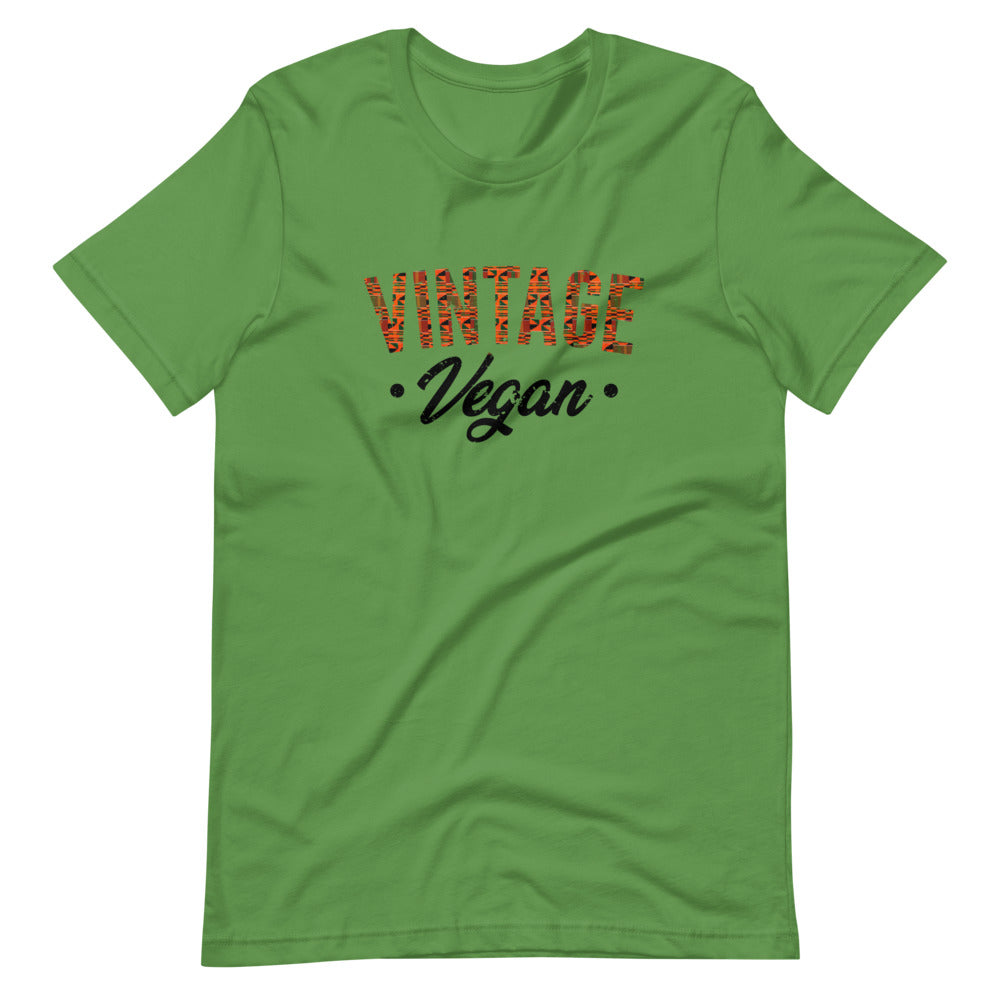 Leaf colored t shirt , this Vintage Vegan t-shirt is all about going old school and eating and living well, this t shirt is soft, lightweight, and good stretch. Comfortable, flattering for all gender.