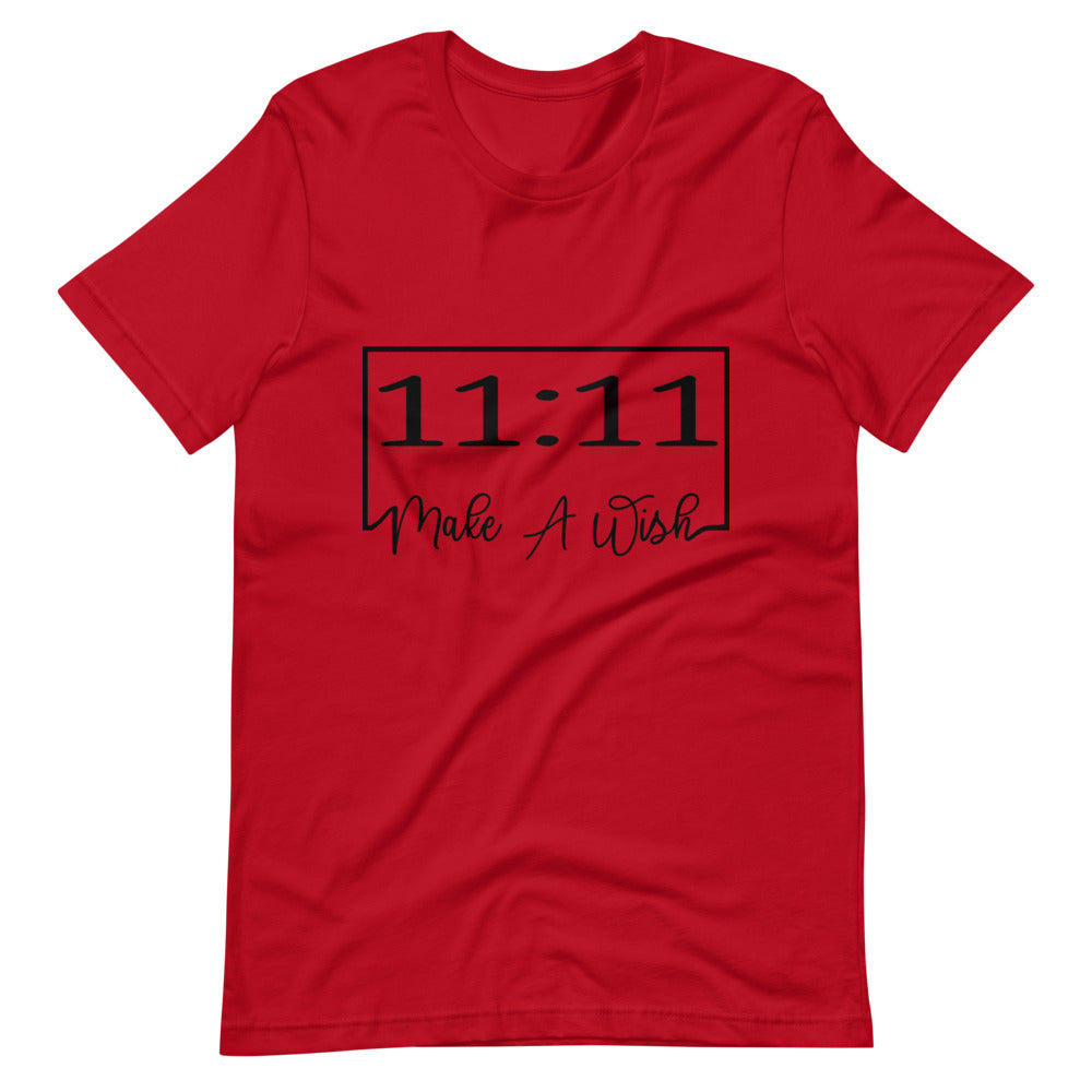 Red colored tee, 11:11 Make A Wish t-shirt is classy with a message, it is soft and lightweight, with the right amount of stretch. It's comfortable and flattering. 