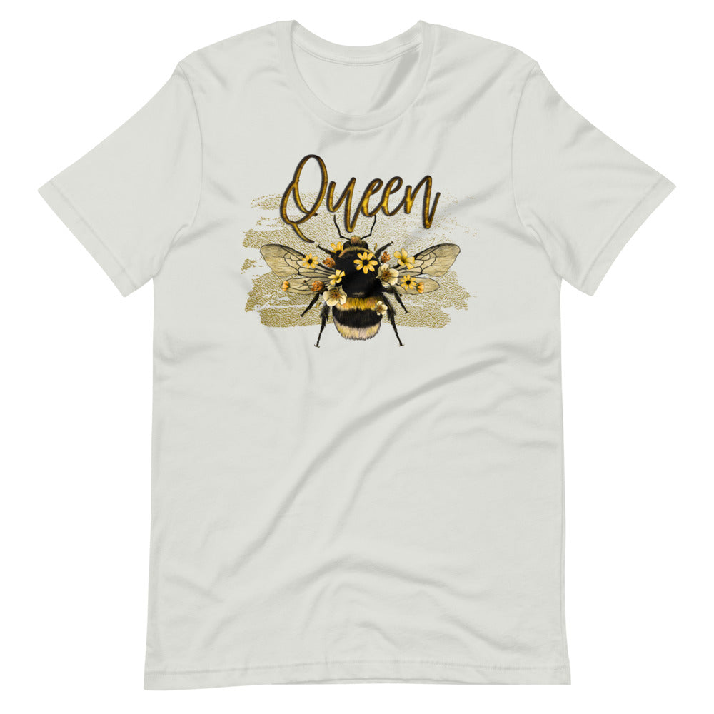 Silver colored t shirt, This Queen Bee t-shirt is everything you've dreamed of and more. It feels soft and lightweight, with the right amount of stretch. It's comfortable and flattering.