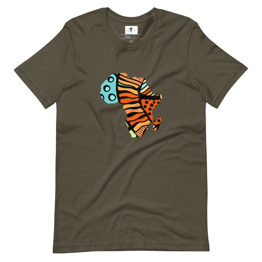 Army colored tee, Africa design, soft and lightweight, with a good stretch. comfortable and flattering for both men and women. 100% cotton