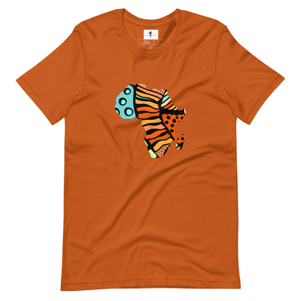 Autumn colored tee, Africa design, soft and lightweight, with a good stretch. comfortable and flattering for both men and women. 100% cotton
