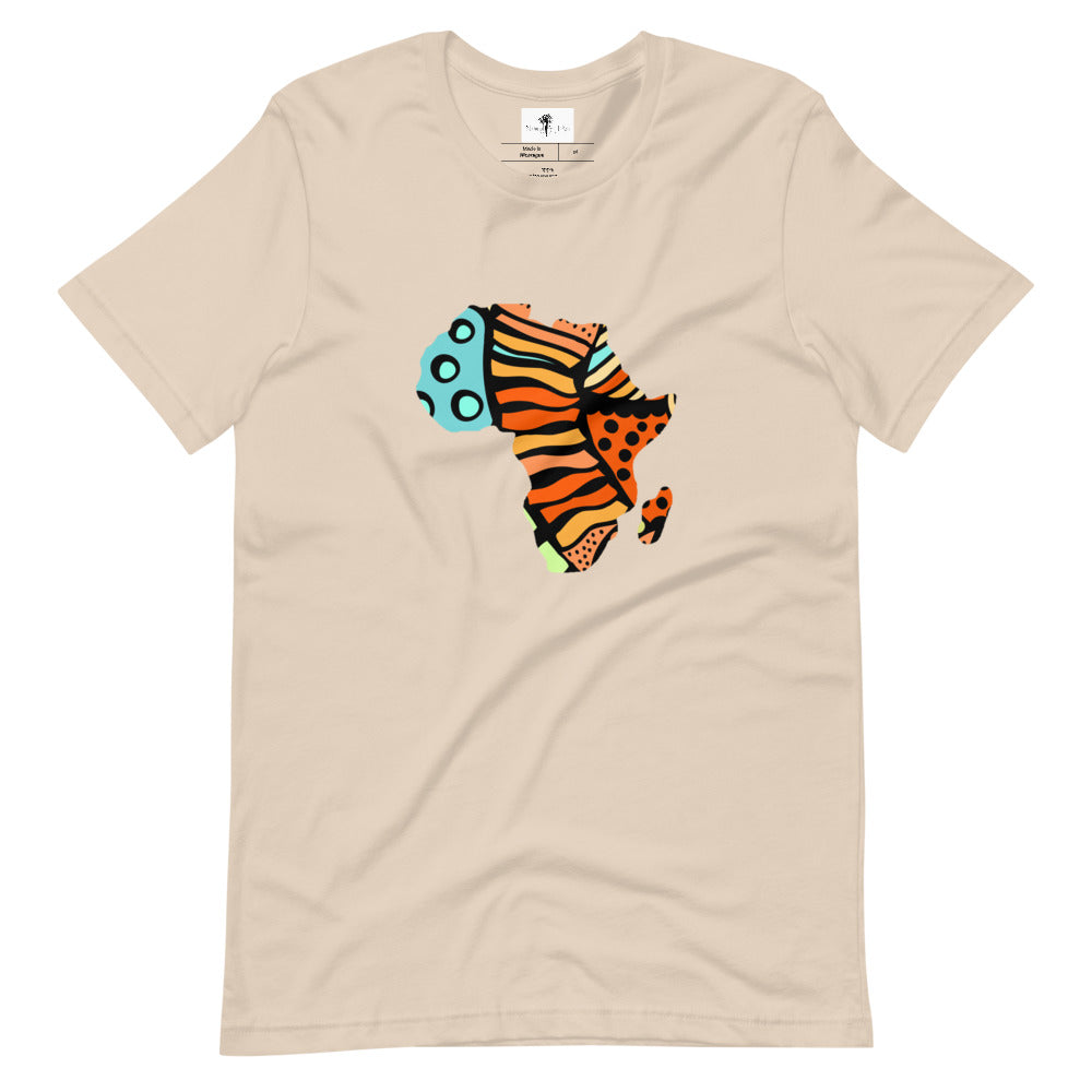 Soft Cream colored tee, Africa design, soft and lightweight, with a good stretch. comfortable and flattering for both men and women. 100% cotton